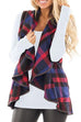 Karleedress Pockets Plaid Jacket Vest