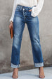 Karleedress High Waist Straight Leg Ripped Denim Pants