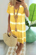 Karleedress V Neck Short Sleeve Tie Dye Stripes T-shirt Dress