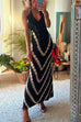 Karleedress Halter V Neck Ruffle Drape Front Printed Maxi Dress