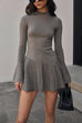 Karleedress Mockneck Bell Sleeves Ruffle Mini Sweater Dress