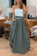 Karleedress Side Drawstring Ruched Cotton Linen Baggy Maxi Skirt