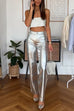 Karleedress High Rise Metallic Faux Leather Cropped Pants