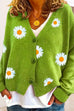 Karleedress V Neck Button Up Daisy Embroidery Sweater Cardigan