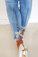 Karleedress Bow Knot Pearl Beaded Pencil Denim Pants