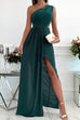 Karleedress Solid One Shoulder Sleeveless Cut Out Slit Maxi Dress