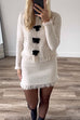 Karleedress Crewneck Frayed Hem Pocketed Bow Sweater