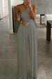 Karleedress One Shoulder Wide Leg Sleeveless Jumpsuit