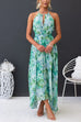 Karleedress V Neck Waisted Cut Out Floral Pleated Maxi Dress