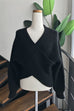 Karleedress V Neck Batwing Sleeves Cross Front Sweater