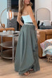 Karleedress Side Drawstring Ruched Cotton Linen Baggy Maxi Skirt