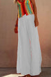 Karleedress Smocked Elastic Waist Baggy Wide Leg Cotton Linen Pants