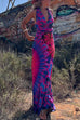 Karleedress V Neck Criss Cross Backless Tie Dye Maxi A-line Dress