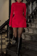 Karleedress Mockneck Long Sleeves Waisted Mini Dress