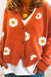 Karleedress V Neck Button Up Daisy Embroidery Sweater Cardigan