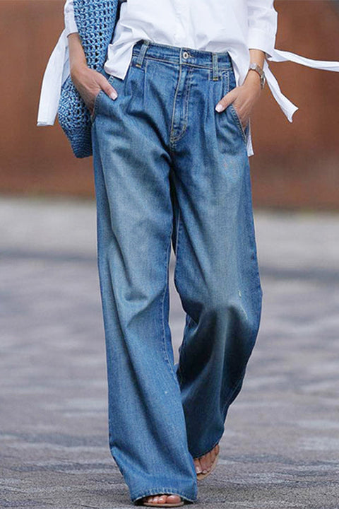 Karleedress Vintage Wide Leg Distressed Denim Pants