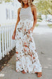 Karleedress Stripes Splice Floral Printed Maxi Dress