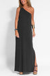 Karleedress Sleeveless One Shoulder Side Split Maxi Dress