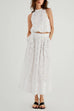 Karleedress Elastic Waist Lace Hollow Out Pocketed Maxi Skirt