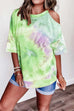 Karleedress Cold Shoulder Short Sleeve Tie Dye T-shirt