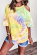 Karleedress Cold Shoulder Short Sleeve Tie Dye T-shirt