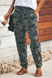 Karleedress High Waist Drawstring Camo Casual Pants