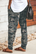 Karleedress High Waist Drawstring Camo Casual Pants