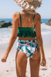 Karleedress V Neck High Waist Ruffle Printed Swimwear Set