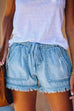 KD Elastic High Waist Raw Hem Shorts