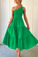 Karleedress One Shoulder Sleeveless Smocked Ruffle Tiered Maxi Dress