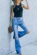 Karleedress Distressed Ripped Flared Denim Pants