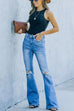 Karleedress Distressed Ripped Flared Denim Pants