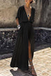 Karleedress Deep V Neck High Split Maxi Holiday Dress