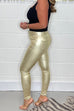 Karleedress High Waist Metallic Faux Leather Skinny Pants