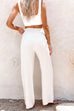 Karleedress Buttons Elastic Waist Wide Leg Pants