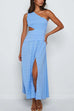 Karleedress One Shoulder Sleeveless Cut Out Slit Beach Dress