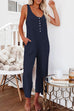 Karleedress U Neck Buttons Tank Jumpsuit with Pockets