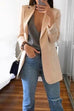 Karleedress Solid Notched Lapel Open Front Long Sleeve Blazer