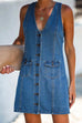 Karleedress V Neck Buttons Racerback Sleeveless Denim Dress