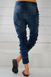 Karleedress Drawstring Pockets Harem Denim Joggers