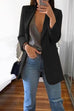 Karleedress Solid Notched Lapel Open Front Long Sleeve Blazer