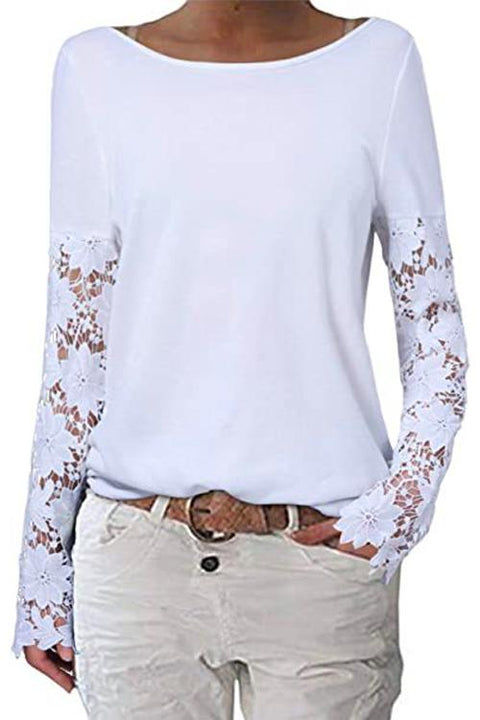 Karleedress Lace Splice Long Sleeve Bottoming Shirt