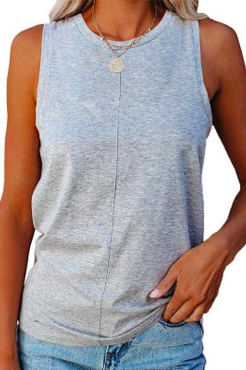 Karleedress Solid Crewneck Casual Tank Top