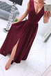 Karleedress  Wrap V Neck Side Split Ruched Sleeveless Party Dress