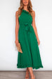 Karleedress One Shoulder Tie Waist Ruffle Maxi Dress