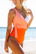 Karleedress Color Block Bow Knot One Piece Swimsuit