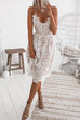 Karleedress V Neck Lace Hollow Out Cami Dress