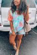 Karleedress V Neck Cut Out Short Sleeve Tie Dye T-shirt