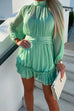 Karleedress Mockneck Long Sleeve Waisted Ruffle Chiffon Dress