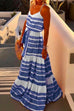 KD V Neck Tie Waist Printed Swing Maxi Cami Dress